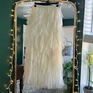 Cream SoHo Apparel Mesh Skirt